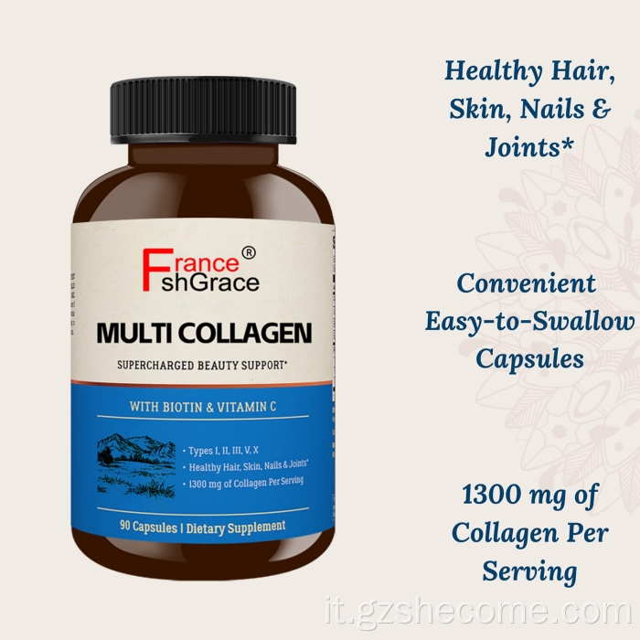 Multi Collagen Supporta capsule di collagene per unghie sane